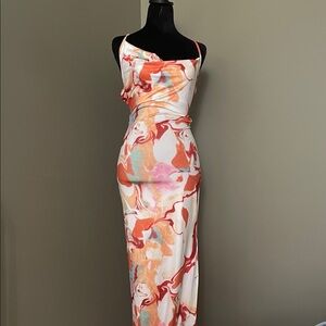 Open back, maxi with left side slit Multicolor Women's Dress